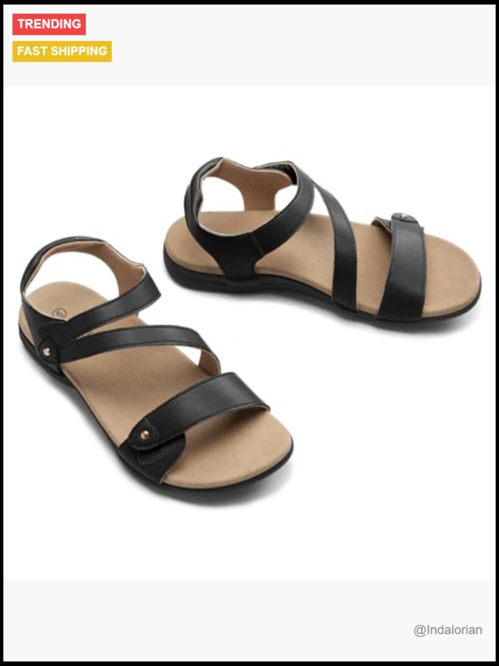 Orthopedic Sandals with Arch Support Adjustable Strap Comfortable Flat Sandals - Picture 6 of 7